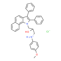 ChemSpider 2D Image | N-[3-(2,3-Diphenyl-1H-benzo[g]indol-1-yl)-2-hydroxypropyl]-4-methoxyanilinium chloride | C34H31ClN2O2