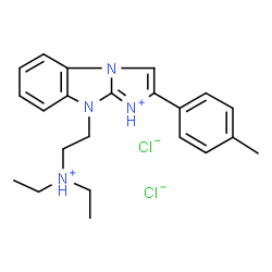ChemSpider 2D Image | 9-[2-(Diethylammonio)ethyl]-2-(4-methylphenyl)-9H-imidazo[1,2-a]benzimidazol-1-ium dichloride | C22H28Cl2N4
