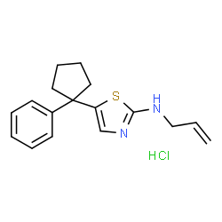 ChemSpider 2D Image | N-Allyl-5-(1-phenylcyclopentyl)-1,3-thiazol-2-amine hydrochloride (1:1) | C17H21ClN2S