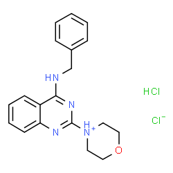 ChemSpider 2D Image | 4-[4-(Benzylamino)-2(1H)-quinazolinylidene]morpholin-4-ium chloride hydrochloride (1:1:1) | C19H22Cl2N4O