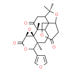 ChemSpider 2D Image | (8aR,8bR,9aS,12aS)-12-(3-Furyl)-6,6,8a,12a-tetramethyldecahydro-3H-oxireno[d]pyrano[4',3':3,3a][2]benzofuro[5,4-f]isochromene-3,8,10(6H,9aH)-trione | C26H30O8