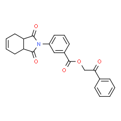 ChemSpider 2D Image | 2-Oxo-2-phenylethyl 3-(1,3-dioxo-1,3,3a,4,7,7a-hexahydro-2H-isoindol-2-yl)benzoate | C23H19NO5