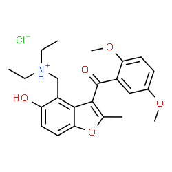 ChemSpider 2D Image | N-{[3-(2,5-Dimethoxybenzoyl)-5-hydroxy-2-methyl-1-benzofuran-4-yl]methyl}-N-ethylethanaminium chloride | C23H28ClNO5