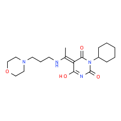 ChemSpider 2D Image | (5E)-1-Cyclohexyl-5-(1-{[3-(4-morpholinyl)propyl]amino}ethylidene)-2,4,6(1H,3H,5H)-pyrimidinetrione | C19H30N4O4
