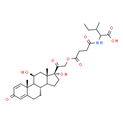 ChemSpider 2D Image | N-(4-{[(9xi,11beta,14xi)-11,17-Dihydroxy-3,20-dioxopregna-1,4-dien-21-yl]oxy}-4-oxobutanoyl)isoleucine | C31H43NO9
