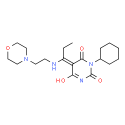 ChemSpider 2D Image | (5E)-1-Cyclohexyl-5-(1-{[2-(4-morpholinyl)ethyl]amino}propylidene)-2,4,6(1H,3H,5H)-pyrimidinetrione | C19H30N4O4