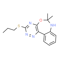 ChemSpider 2D Image | 6,6-Dimethyl-3-(propylsulfanyl)-6,7-dihydro[1,2,4]triazino[5,6-d][3,1]benzoxazepine | C15H18N4OS
