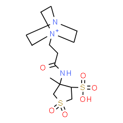 ChemSpider 2D Image | 1-{3-[(3-Methyl-1,1-dioxido-4-sulfotetrahydro-3-thiophenyl)amino]-3-oxopropyl}-4-aza-1-azoniabicyclo[2.2.2]octane | C14H26N3O6S2