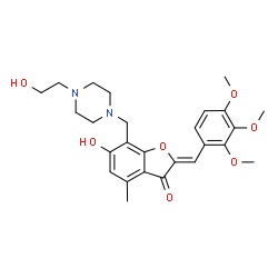 ChemSpider 2D Image | (2Z)-6-Hydroxy-7-{[4-(2-hydroxyethyl)-1-piperazinyl]methyl}-4-methyl-2-(2,3,4-trimethoxybenzylidene)-1-benzofuran-3(2H)-one | C26H32N2O7