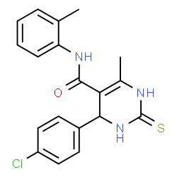 ChemSpider 2D Image | 4-(4-Chlorophenyl)-6-methyl-N-(2-methylphenyl)-2-thioxo-1,2,3,4-tetrahydro-5-pyrimidinecarboxamide | C19H18ClN3OS