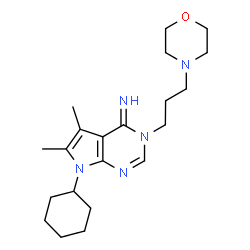 ChemSpider 2D Image | 7-Cyclohexyl-5,6-dimethyl-3-[3-(4-morpholinyl)propyl]-3,7-dihydro-4H-pyrrolo[2,3-d]pyrimidin-4-imine | C21H33N5O