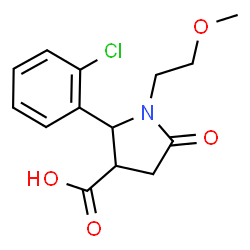 ChemSpider 2D Image | 2-(2-Chlorophenyl)-1-(2-methoxyethyl)-5-oxo-3-pyrrolidinecarboxylic acid | C14H16ClNO4