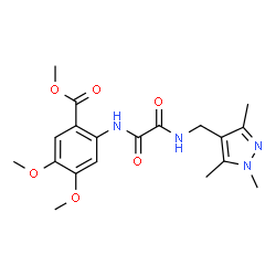 ChemSpider 2D Image | Methyl 4,5-dimethoxy-2-[(oxo{[(1,3,5-trimethyl-1H-pyrazol-4-yl)methyl]amino}acetyl)amino]benzoate | C19H24N4O6