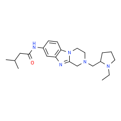 ChemSpider 2D Image | N-{2-[(1-Ethyl-2-pyrrolidinyl)methyl]-1,2,3,4-tetrahydropyrazino[1,2-a]benzimidazol-8-yl}-3-methylbutanamide | C22H33N5O