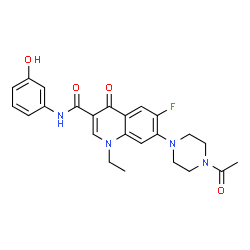 ChemSpider 2D Image | 7-(4-Acetyl-1-piperazinyl)-1-ethyl-6-fluoro-N-(3-hydroxyphenyl)-4-oxo-1,4-dihydro-3-quinolinecarboxamide | C24H25FN4O4