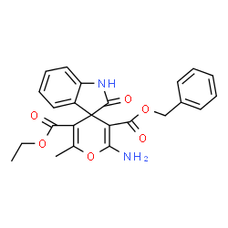 ChemSpider 2D Image | 3'-Benzyl 5'-ethyl 2'-amino-6'-methyl-2-oxo-1,2-dihydrospiro[indole-3,4'-pyran]-3',5'-dicarboxylate | C24H22N2O6