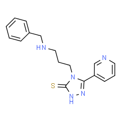 ChemSpider 2D Image | 4-[3-(Benzylamino)propyl]-5-(3-pyridinyl)-2,4-dihydro-3H-1,2,4-triazole-3-thione | C17H19N5S