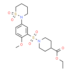 ChemSpider 2D Image | Ethyl 1-{[5-(1,1-dioxido-1,2-thiazinan-2-yl)-2-methoxyphenyl]sulfonyl}-4-piperidinecarboxylate | C19H28N2O7S2