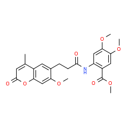 ChemSpider 2D Image | Methyl 4,5-dimethoxy-2-{[3-(7-methoxy-4-methyl-2-oxo-2H-chromen-6-yl)propanoyl]amino}benzoate | C24H25NO8