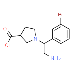 ChemSpider 2D Image | 1-[2-Amino-1-(3-bromophenyl)ethyl]-3-pyrrolidinecarboxylic acid | C13H17BrN2O2