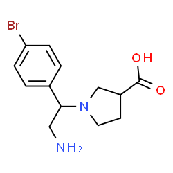 ChemSpider 2D Image | 1-[2-Amino-1-(4-bromophenyl)ethyl]-3-pyrrolidinecarboxylic acid | C13H17BrN2O2