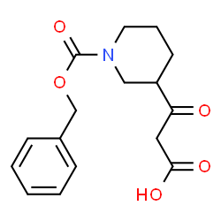 ChemSpider 2D Image | 3-(1-(benzyloxycarbonyl)piperidin-3-yl)-3-oxopropanoic acid | C16H19NO5