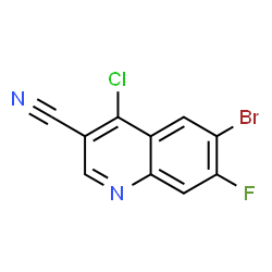 ChemSpider 2D Image | 6-Bromo-4-chloro-7-fluoro-3-quinolinecarbonitrile | C10H3BrClFN2