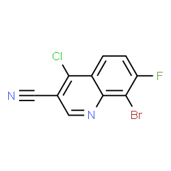 ChemSpider 2D Image | 8-Bromo-4-chloro-7-fluoro-3-quinolinecarbonitrile | C10H3BrClFN2