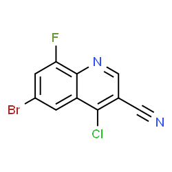 ChemSpider 2D Image | 6-Bromo-4-chloro-8-fluoro-3-quinolinecarbonitrile | C10H3BrClFN2