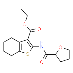 ChemSpider 2D Image | Ethyl 2-[(tetrahydro-2-furanylcarbonyl)amino]-4,5,6,7-tetrahydro-1-benzothiophene-3-carboxylate | C16H21NO4S