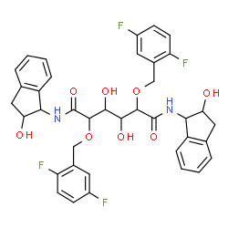ChemSpider 2D Image | N1,N6-bis(2-hydroxy-1--indanyl)-2,5-bis(2,5-difluorobenzyloxy)-3,4-dihydroxyhexanediamide | C38H36F4N2O8