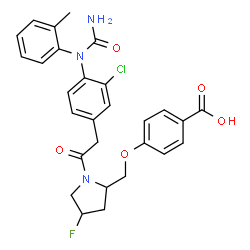 ChemSpider 2D Image | 4-(1-(3-chloro-4-(N-(2-methylphenyl)ureido)phenylacetyl)-4-fluoropyrrolidine-2-yl)methoxybenzoic acid | C28H27ClFN3O5
