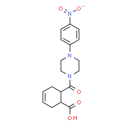 ChemSpider 2D Image | 6-{[4-(4-Nitrophenyl)-1-piperazinyl]carbonyl}-3-cyclohexene-1-carboxylic acid | C18H21N3O5
