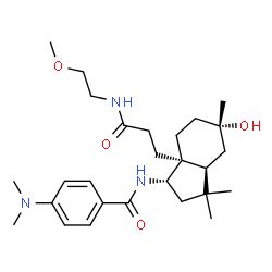 ChemSpider 2D Image | 4-(Dimethylamino)-N-[(1S,3aS,5S,7aR)-5-hydroxy-7a-{3-[(2-methoxyethyl)amino]-3-oxopropyl}-3,3,5-trimethyloctahydro-1H-inden-1-yl]benzamide | C27H43N3O4