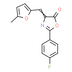 ChemSpider 2D Image | 2-(4-Fluorophenyl)-4-[(5-methyl-2-furyl)methylene]-1,3-oxazol-5(4H)-one | C15H10FNO3