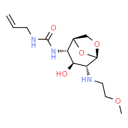 ChemSpider 2D Image | 1-Allyl-3-{(1S,2S,3S,4R,5R)-3-hydroxy-4-[(2-methoxyethyl)amino]-6,8-dioxabicyclo[3.2.1]oct-2-yl}urea | C13H23N3O5