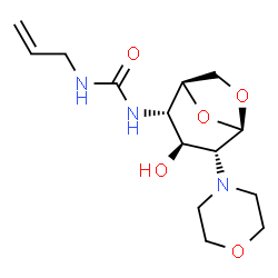 ChemSpider 2D Image | 1-Allyl-3-[(1S,2S,3S,4R,5R)-3-hydroxy-4-(4-morpholinyl)-6,8-dioxabicyclo[3.2.1]oct-2-yl]urea | C14H23N3O5