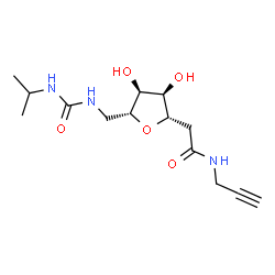 ChemSpider 2D Image | 2-[(2S,3R,4S,5R)-3,4-Dihydroxy-5-{[(isopropylcarbamoyl)amino]methyl}tetrahydro-2-furanyl]-N-(2-propyn-1-yl)acetamide | C14H23N3O5