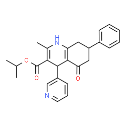 ChemSpider 2D Image | Isopropyl 2-methyl-5-oxo-7-phenyl-4-(3-pyridinyl)-1,4,5,6,7,8-hexahydro-3-quinolinecarboxylate | C25H26N2O3