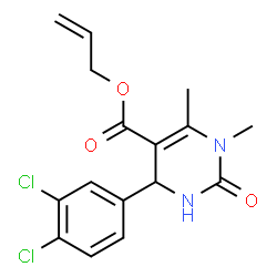 ChemSpider 2D Image | Allyl 4-(3,4-dichlorophenyl)-1,6-dimethyl-2-oxo-1,2,3,4-tetrahydro-5-pyrimidinecarboxylate | C16H16Cl2N2O3
