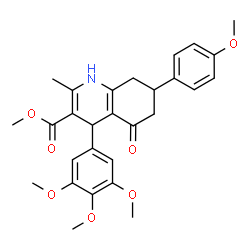 ChemSpider 2D Image | Methyl 7-(4-methoxyphenyl)-2-methyl-5-oxo-4-(3,4,5-trimethoxyphenyl)-1,4,5,6,7,8-hexahydro-3-quinolinecarboxylate | C28H31NO7