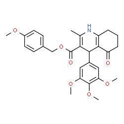 ChemSpider 2D Image | 4-Methoxybenzyl 2-methyl-5-oxo-4-(3,4,5-trimethoxyphenyl)-1,4,5,6,7,8-hexahydro-3-quinolinecarboxylate | C28H31NO7