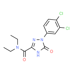 ChemSpider 2D Image | 1-(3,4-Dichlorophenyl)-N,N-diethyl-2,5-dihydro-5-oxo-1H-1,2,4-triazole-3-carboxamide | C13H14Cl2N4O2