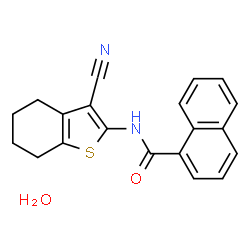 ChemSpider 2D Image | N-(3-Cyano-4,5,6,7-tetrahydro-1-benzothiophen-2-yl)-1-naphthamide hydrate (1:1) | C20H18N2O2S