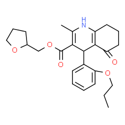 ChemSpider 2D Image | OXOLAN-2-YLMETHYL 2-METHYL-5-OXO-4-(2-PROPOXYPHENYL)-4,6,7,8-TETRAHYDRO-1H-QUINOLINE-3-CARBOXYLATE | C25H31NO5