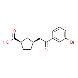 ChemSpider 2D Image | (1R,3S)-3-[2-(3-Bromophenyl)-2-oxoethyl]cyclopentanecarboxylic acid | C14H15BrO3