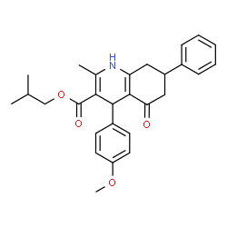 ChemSpider 2D Image | Isobutyl 4-(4-methoxyphenyl)-2-methyl-5-oxo-7-phenyl-1,4,5,6,7,8-hexahydro-3-quinolinecarboxylate | C28H31NO4