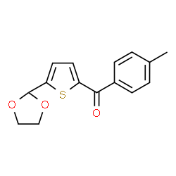 ChemSpider 2D Image | 2-[5-(4-methylbenzoyl)thiophen-2-yl]-1,3-dioxolane | C15H14O3S