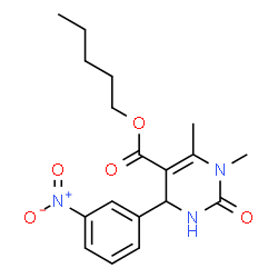 ChemSpider 2D Image | Pentyl 1,6-dimethyl-4-(3-nitrophenyl)-2-oxo-1,2,3,4-tetrahydro-5-pyrimidinecarboxylate | C18H23N3O5