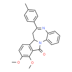 ChemSpider 2D Image | 10,11-Dimethoxy-6-(4-methylphenyl)-7,7a-dihydro-12H-isoindolo[2,1-a][1,5]benzodiazepin-12-one | C25H22N2O3